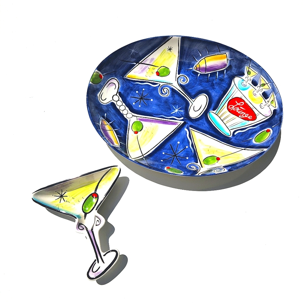 NWT Colorful Martini Themed Appetizer & Garnish/ Chip and Dip Set